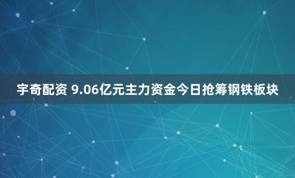 宇奇配资 9.06亿元主力资金今日抢筹钢铁板块
